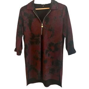 Robert Kitchen Women's 1/4 Zip - 3/4 Sleeve Tunic Blouse With Pockets Size S Zip